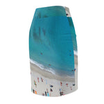 Beach Aerial Print Pencil Skirt — Turquoise Shoreline Swimwear Vibe