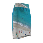 Beach Aerial Print Pencil Skirt — Turquoise Shoreline Swimwear Vibe