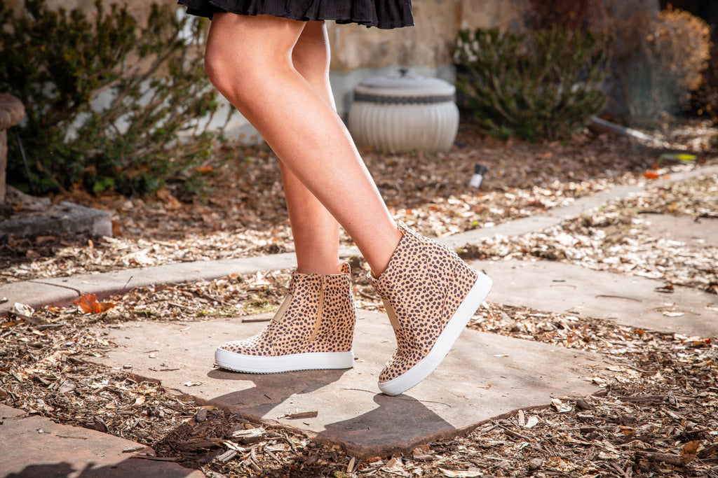 Leopard Wedge Bootie